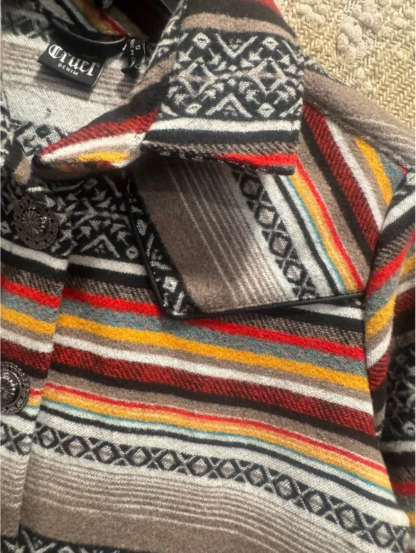 Cruel Girl Cruel Denim Women's Serape Stripe Western Aztec Quilted-Lined Jacket/Coat Size S - Image 5
