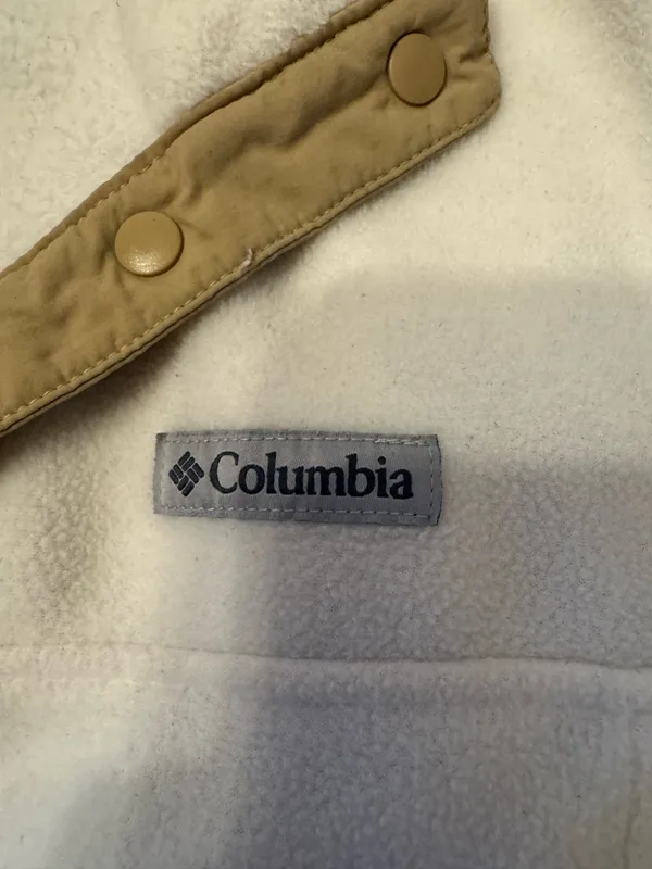 Columbia Size Small Women's Fleece Pullover Quarter Snap Cream Beige Trim - Image 3