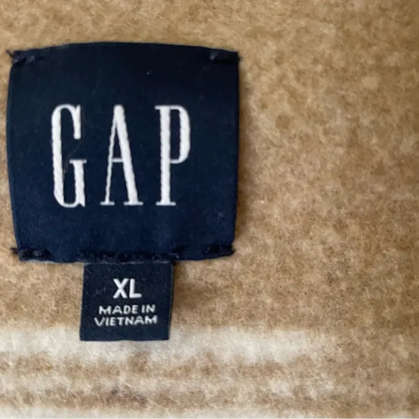 Gap Plaid Fleece Jacket Womens XL Tan Minimalist Fall Granola Western Neutral - Image 7