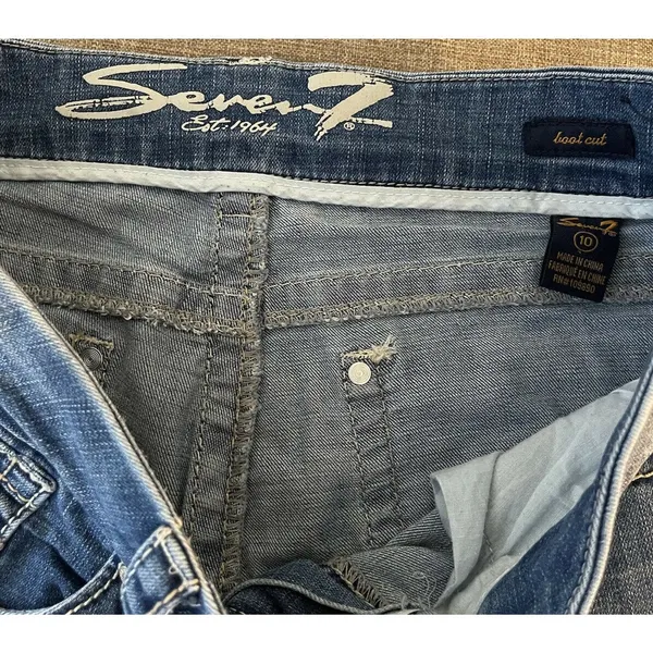 Seven 7 Bootcut Jeans Womens Size 10 Light Blue Denim Sequin Pockets Low Rise - Image 8