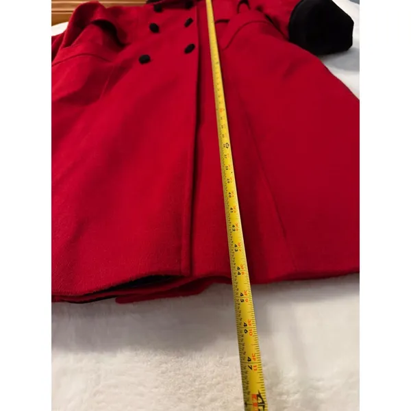 Mario De Pinto Vintage Red Wool Blend Double‎ Breasted Long Coat Womens USA Made - Image 3