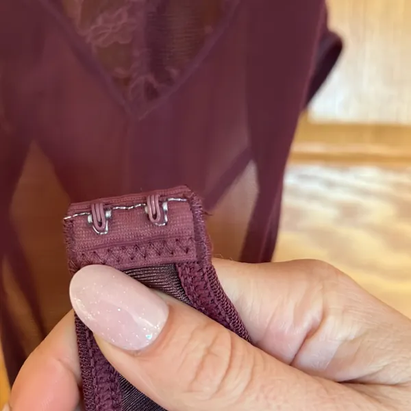 White Fox Boutique Plum Lace Sheer Bodysuit - Image 5