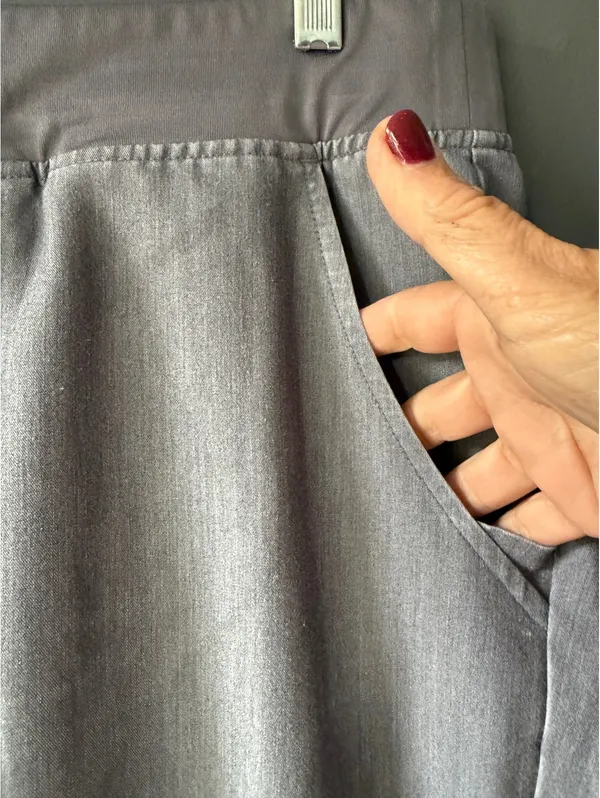 FIGS Zamora Gray Medical Scrub Jogger Pants with Teal Drawstring, Size M - Image 14