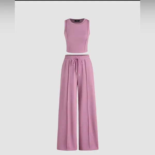 NWT Cider Stitch Tank Top & Elastic Waist Pants Curve Plus Mauve Set Women's 2XL - Image 3