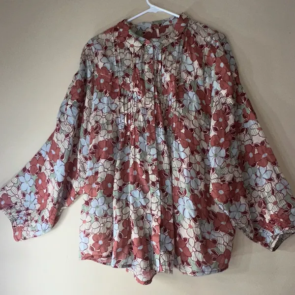 Boho Free people Sienna Button-Up Shirt size M - Image 4