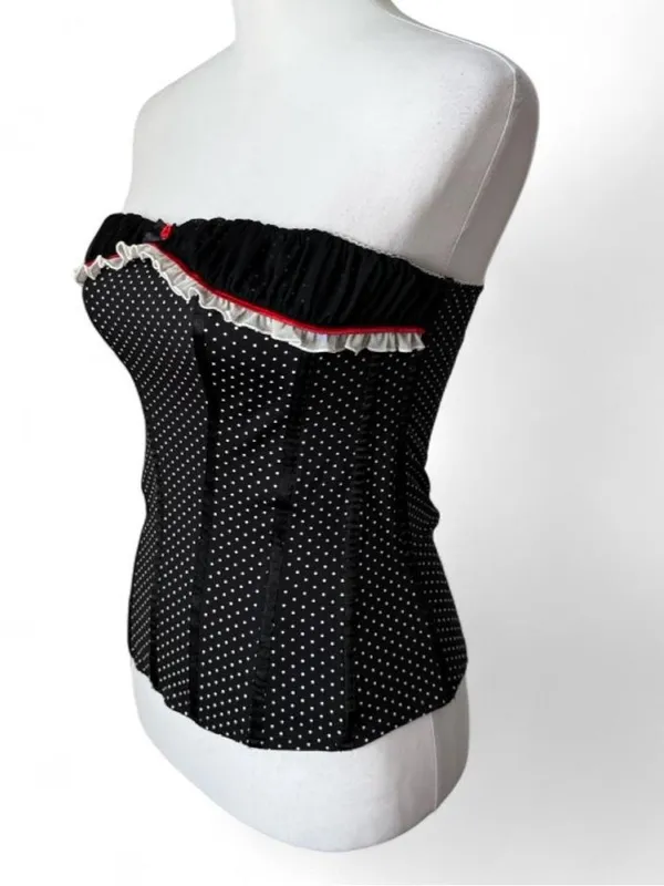 Ann Summers Polka Dot Corset Black Size M - Image 3