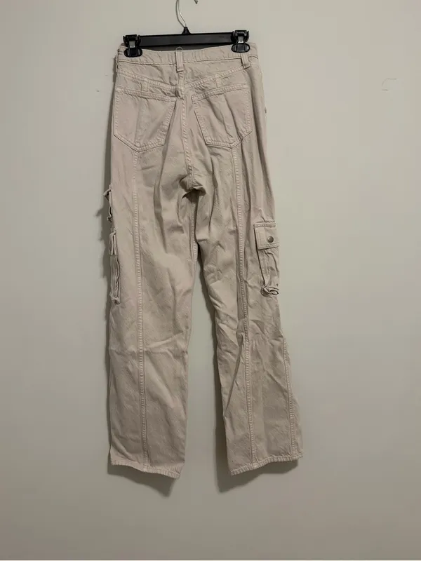 Abercrombie & Fitch Light Beige Wide Leg Cargo Jeans - Image 3