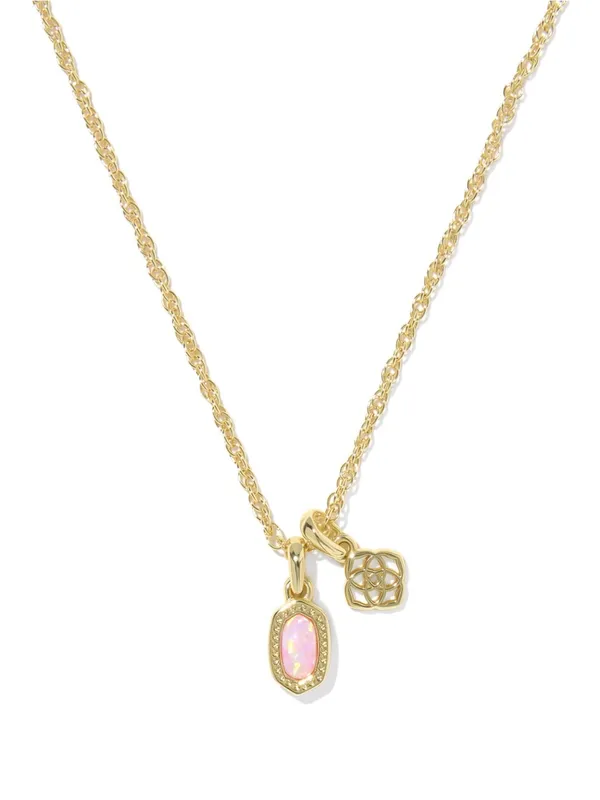 Kendra Scott Mini Elisa Dira Gold Necklace Light Pink Lab Grown Opal - Image 4