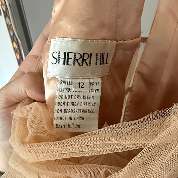 Sherri Hill 52475 Peach Halter Gown Dress Size 12 - Image 10