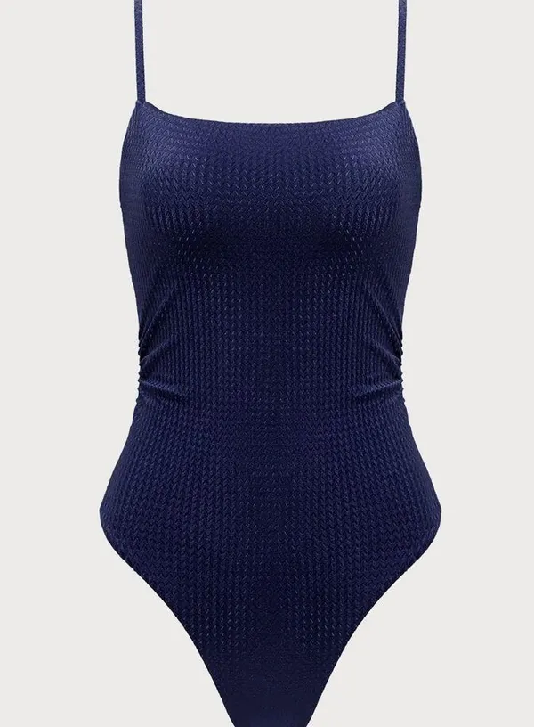 Berlook Navy Textured Backless One-Piece Swimsuit 18 - Image 7