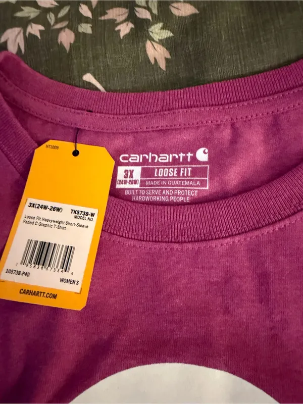 Carhartt Pink Graphic Logo Short Sleeve Tee - Image 7