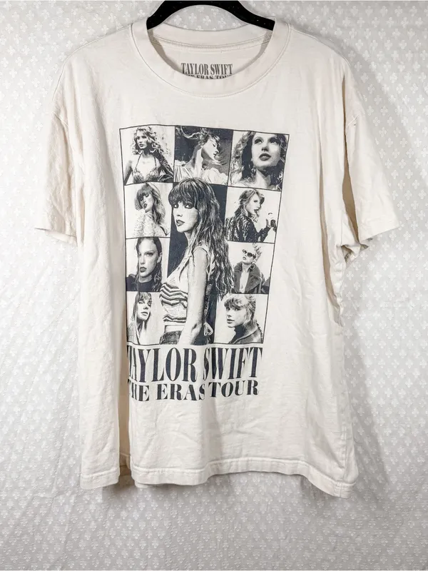 Taylor Swift Cream Eras Tour Graphic Print Short Sleeve Cotton Tee - Image 3