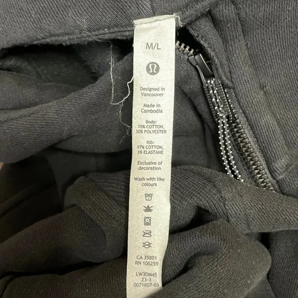 Lululemon Scuba Black Activewear Oversized Half Zip Hoodie Hooded Sweatshirt M/L - Image 4
