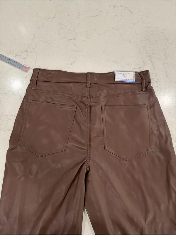 Tinseltown Brown Faux Leather Cropped Jeans - Image 8