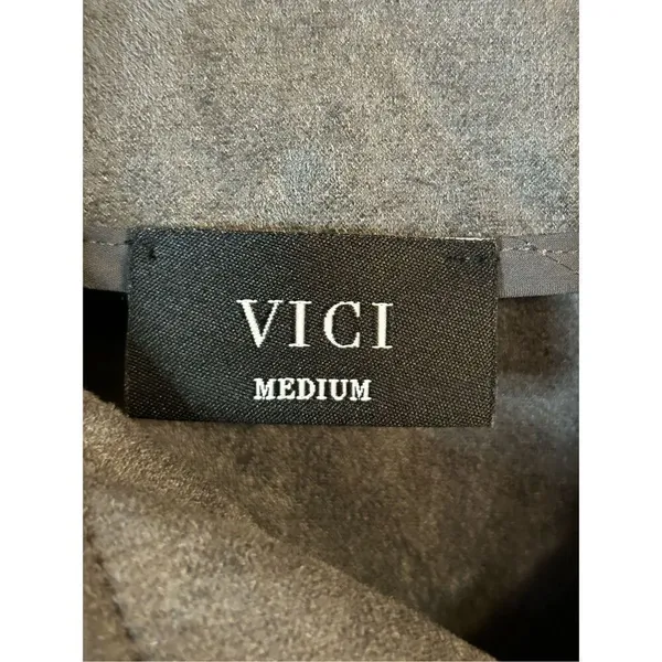 Vici Grey Soft Moto Style Jacket Size Medium Zip Up Faux Suede (0953) - Image 2