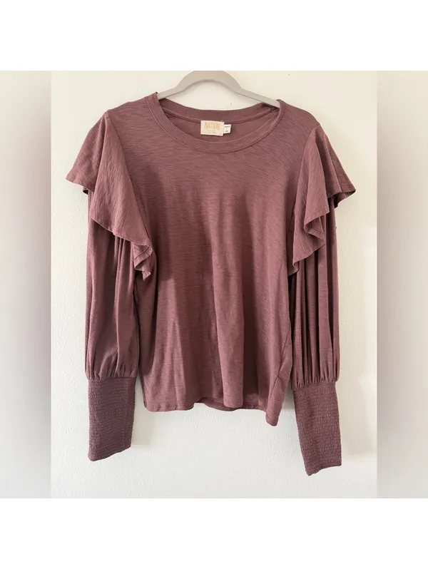 NationLTD Reva Victorian Inspired Statement Sleeve Minimalistic Cotton Tee Large - Image 4