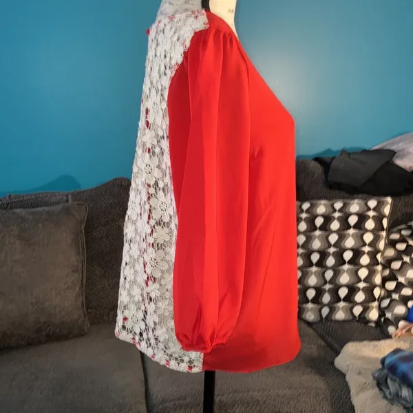 🎉4 for $20 LC Lauren Conrad Lace Back Blouse, XL - Image 3