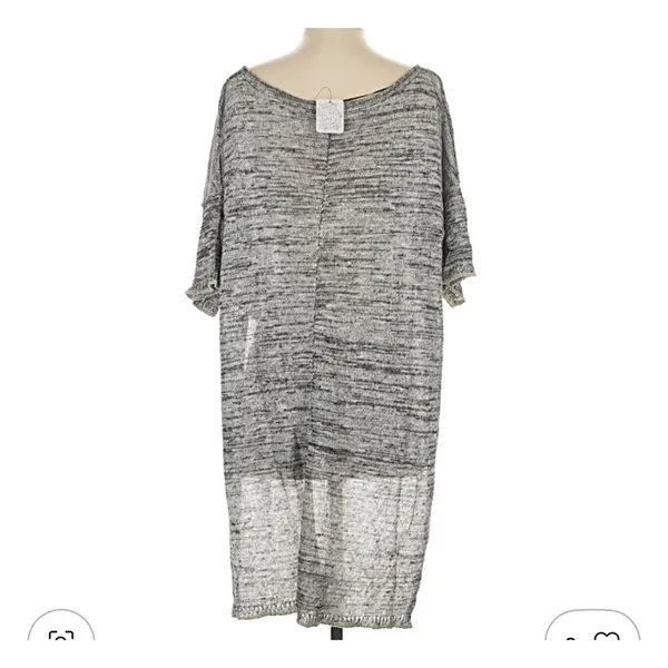 Free People NWT $98 Melange Hi-Lo Pullover Sweater Tunic Top XS Oversized Gray - Image 4