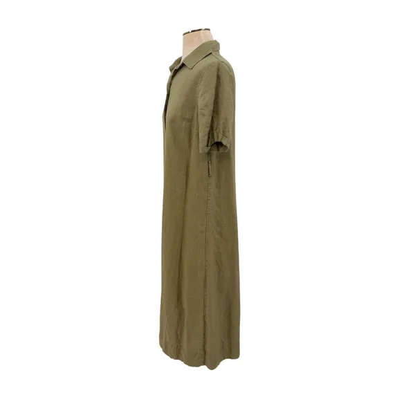 Aritzia Wilfred Eleta Organic Linen Button Front Maxi Dress Green Size Small - Image 7