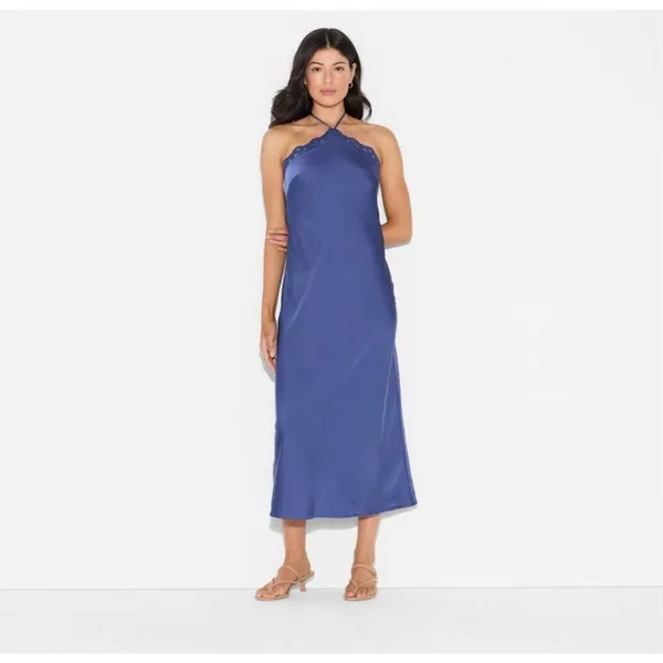 ✨Wild Fable - Women's Lace Trim Maxi A-Line Blue Sz Large Dress✨ - Image 3