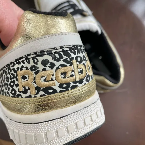 Reebok Gold Foil Leopard Print Sneakers Athletic Shoes 9.5 - Image 6