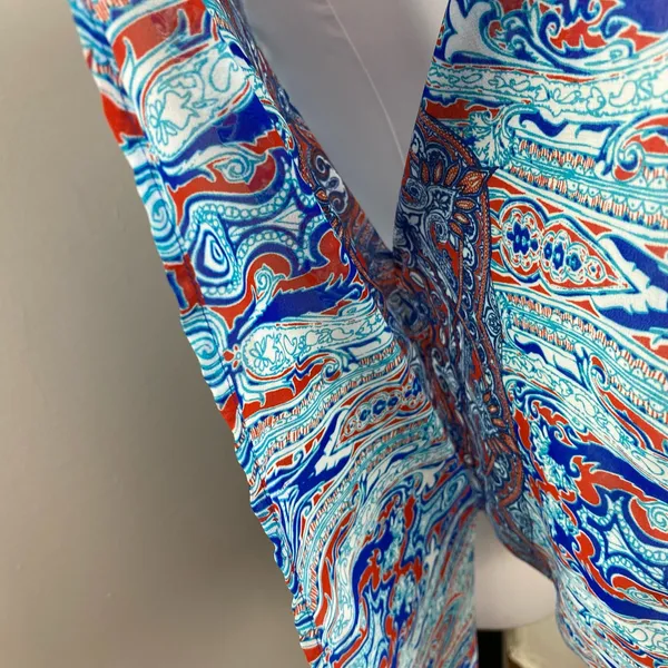 DressBarn Boho Sheer Front Tie Blouse Large Coverup Patriot - Image 4