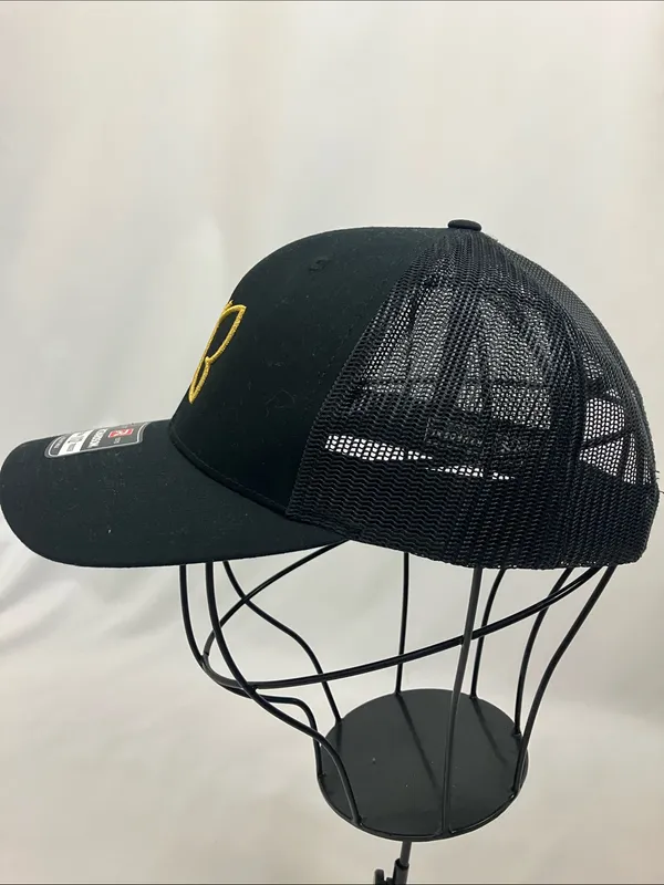 Richardson 112 Trucker Hat with Gold Butterfly Logo - Black - Image 3