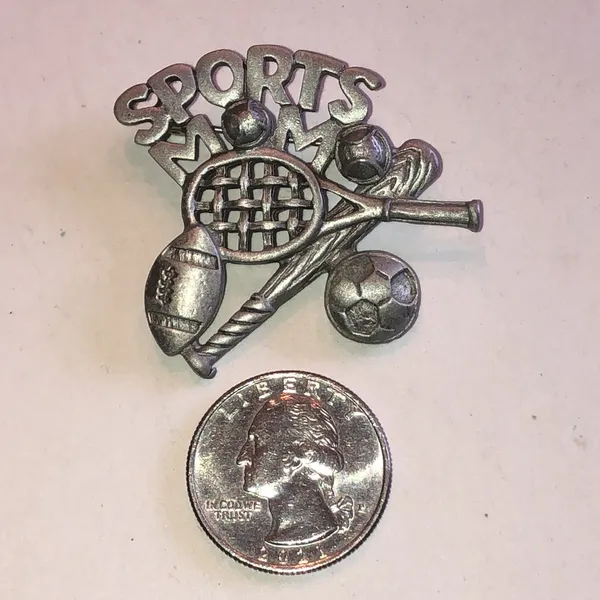 REM Silver Tone Multi-Sport Pin Brooch - Tennis, Baseball, Football, Soccer - Image 2