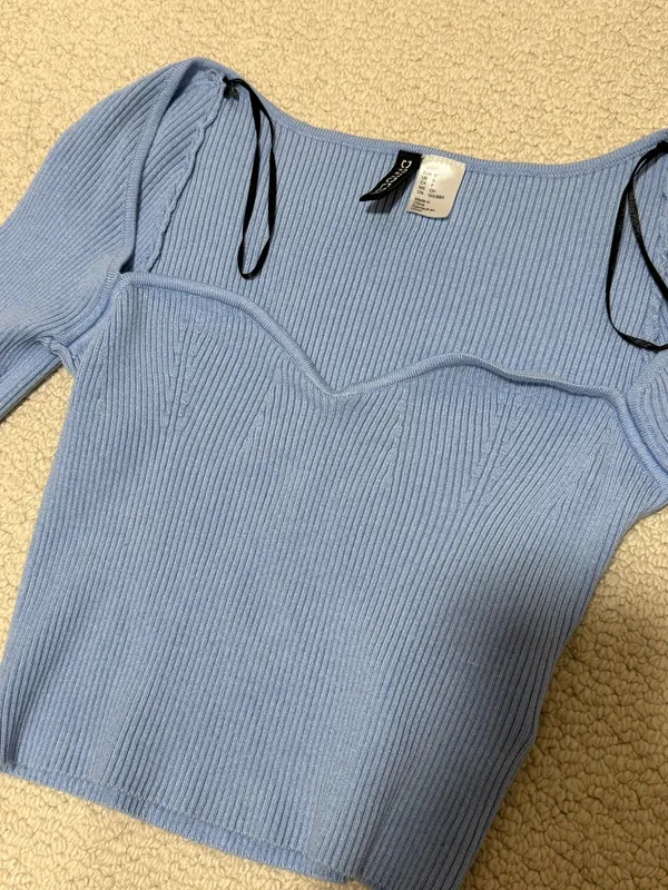 Blue crop knit top  - Image 2