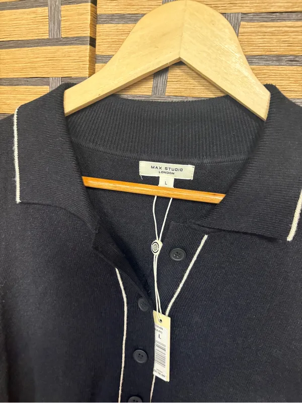 Max studio black polo sweater size large - Image 6