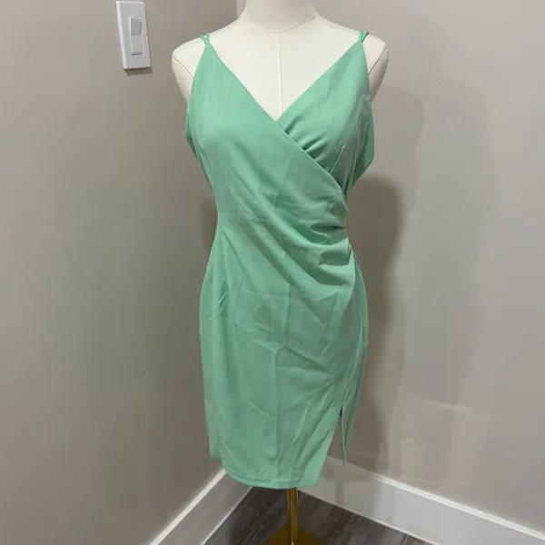 Hello Molly Sun Comes‎ Up Dress Mint Green Wrap Mini Dress XL NWT - Image 3