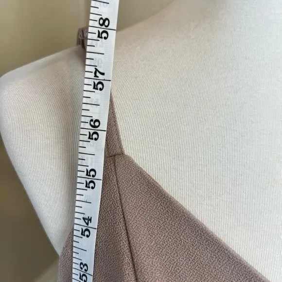 Birdy Grey Jay Crepe Maxi Dress Taupe V-Neck Side Slit Size Medium Bridesmaid - Image 7