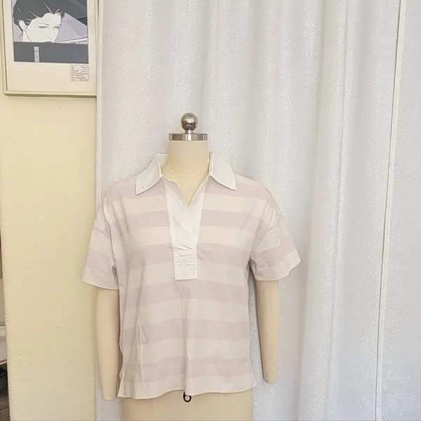 NWOT Everlane Retro Jersey Striped Polo Shirt - Image 5