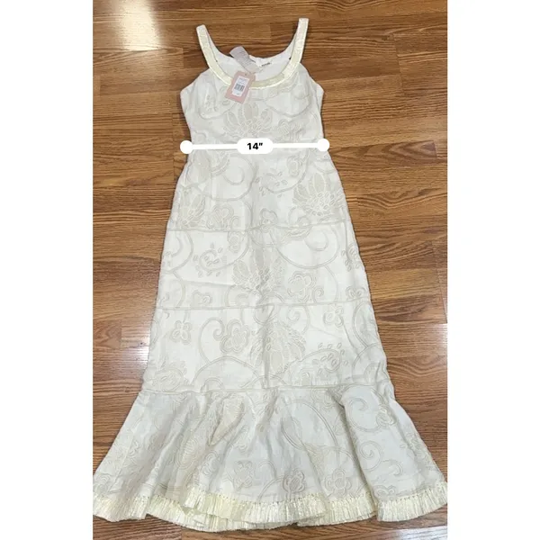 Alexis Zelda Cream Eyelet Embroidered Garden Midi Dress Sleeveless Size S - Image 7