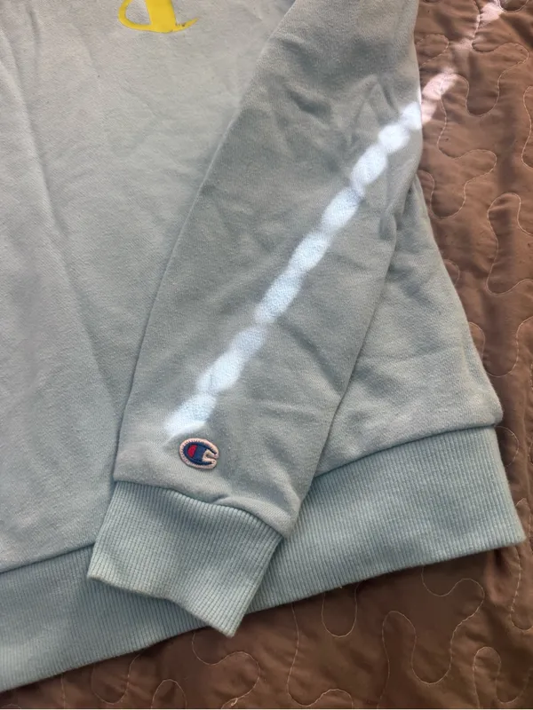 Champion Pale Blue Crewneck Sweatshirt with Yellow Logo - Image 2