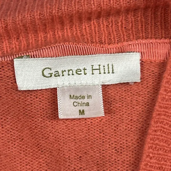 Garnet Hill Cardigan Sweater Womens Medium Coral Orange Drape Front Cashmere - Image 2