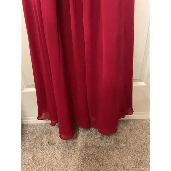 Azazie Yazmin Burgundy A-line Sweetheart Chiffon Dress Formal Gown, approx sz 2 - Image 8