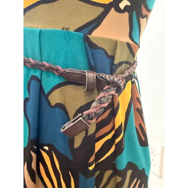 Danny & Nicole Teal Floral Cowl Neck Maxi Dress Sleeveless Belted XS - Image 6