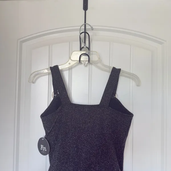 FCT With Love Basics Medium Black Silver Metallic Adjustable Straps Bodysuit - Image 4