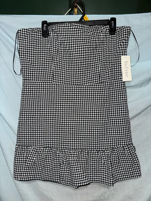 Strapless High Waisted Ruffle Jumpsuit Black Size XL - Image 7