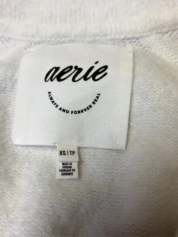 Aerie unREAL Oversized Classic Fit Stripe Pull Over V-Neck Polo Sweater XS Soft - Image 3