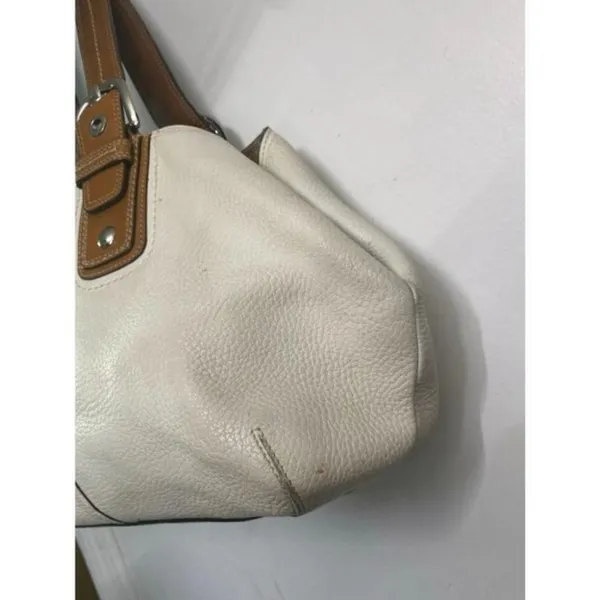 COACH Large White Brown Leather Shoulder Bag - Image 4