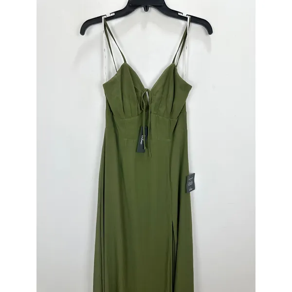 Lulus Marveled Beauty Olive Green Sleeveless Tie-Front Maxi Dress Medium NWT - Image 6