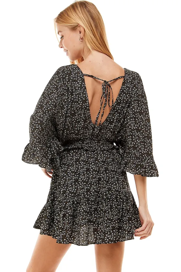 The Clothing Exchange Company | NWOT | Floral Print Chiffon Skort Dress | S | Black | CP9448 - Image 4