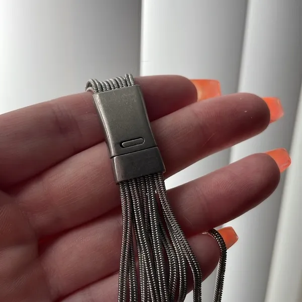 Layered Metal Chain Bracelet Silver - Image 2
