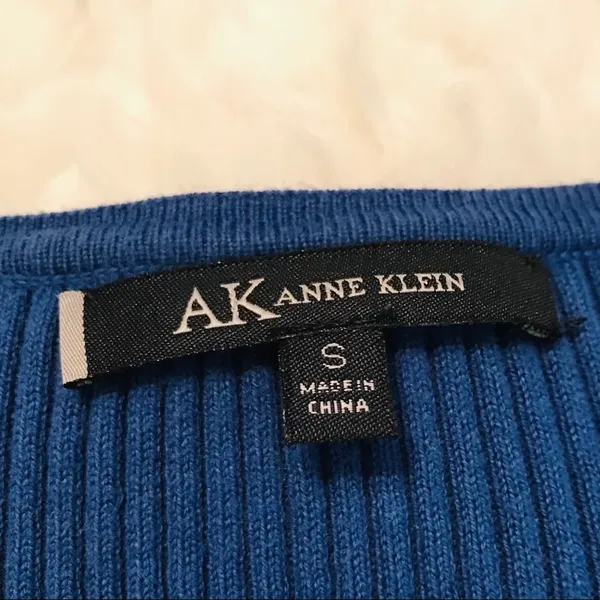 Anne Klein ribbed knit top blue size small - Image 6