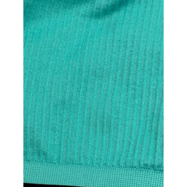 New Balance Sports Bra Womens M Teal Black Seamless Ribbed Racerback Logo Band - Image 5
