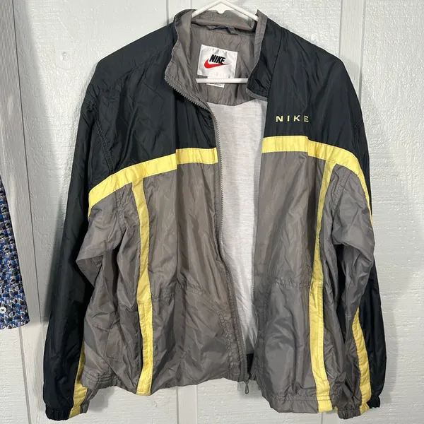 Nike Vintage Spell Out Striped Zip Up Jacket Size Large EUC - Image 2