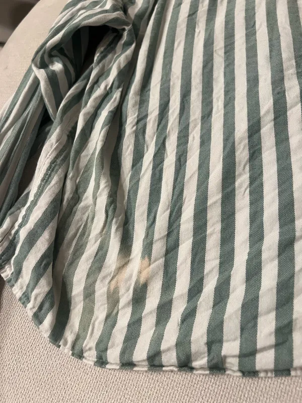 ANF Abercrombie and Fitch Green White Vertical Striped Button Down Up Blouse Top Shirt - Image 6
