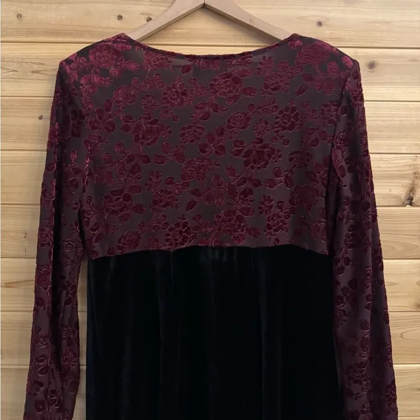 Vintage Molly Malloy Medium Floral Burnout Velvet Long Sleeve Whimsigoth Dress - Image 6